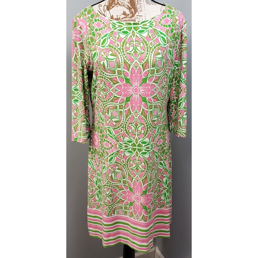Just Taylor Shift Dress Womens 12 Multi Medallion Print 3/4 Sleeve Lined Boho